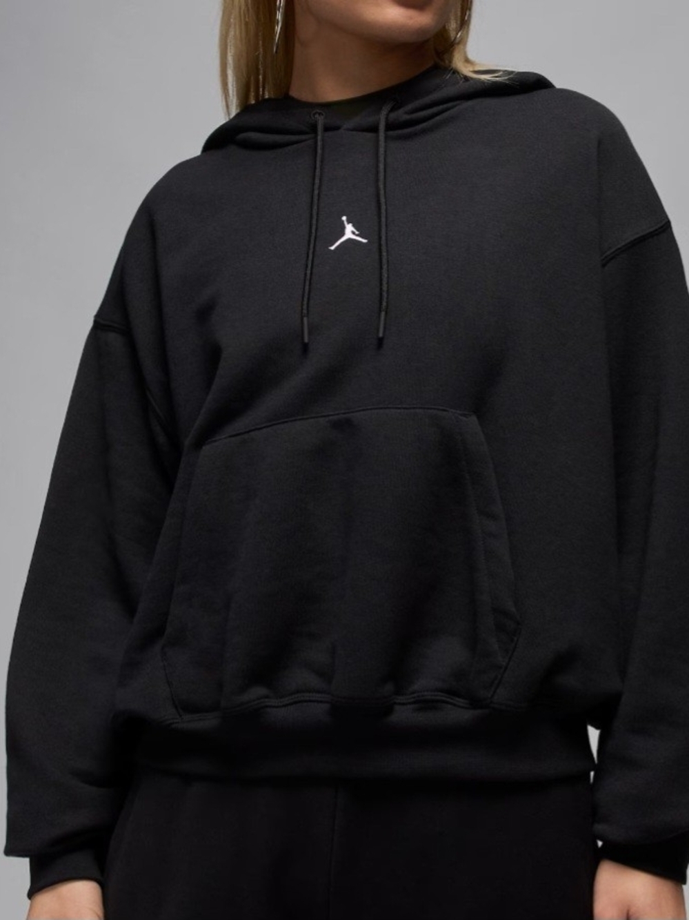 Jordan Womens XS Black Hooded Pullover Sweatshirt White Jumpman Logo Basketball